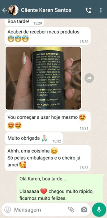 Depoimento de cliente Karen